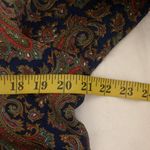 80s Vintage blue brown paisley button up down shirt top blouse long sleeve office siren core corporate Photo 4