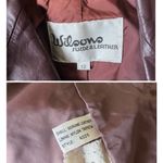 wilson's leather Vintage 90s Burgundy Leather Blazer Jacket Women's S/M Boxy Minimalist Style Photo 6