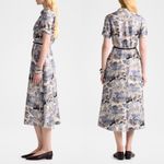 Altuzarra Kiera Short Sleeve Midi Silk Shirtdress Blue Size L Photo 2