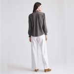 Quince  Textured Organic Cotton Peasant Blouse Charcoal M Photo 1