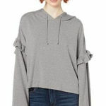 BB Dakota  Gray Drop Shoulder Ruffle Long Sleeve Pullover Hoodie‎ Size XS Photo 0