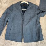 Talbots  Blazer Jacket Open Front Career Office Blue 100% Linen‎ Size 4 Photo 5