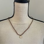 Fossil  Brown Suede Bracelet or Necklace Enamel Round M‎ Charm Rustic Boho Vibes Photo 2