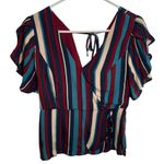Band of Gypsies Blouse Striped Peplum Red Blue Stripes S Photo 0