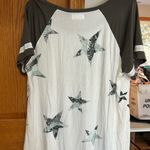 Maurice's White and Gray Star Print Short Sleeve Tee Photo 0