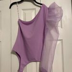 Purple Bodysuit With One Sheer Sleeve Photo 3