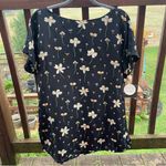 Liz Claiborne  100% Silk Black Floral Short Sleeve Blouse Size 16 Photo 1