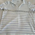 Rag and Bone Womans Sz:XS White Blue Striped Terry Cloth Collared Vneck Casual Top Photo 4