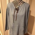 CHAPS Lace Up Sweatshirt Women Blue Rugged Blue Size Large Cotton Blend G2 Photo 0
