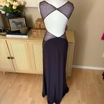 La Femme  Glam Long‎ Jersey Dress with Sheer Neckline and Stones Open Back Sz 4 Photo 6
