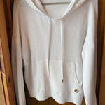 Michael Kors  White Waffle Knit Hoodie Pocket Drawstring Casual Womens Size M Photo 0