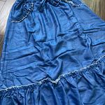 Unique Vintage NWT 1970s Chambray Ruffle Tiered Midi Skirt SMALL Photo 6