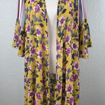 Grace + Emma Women's Kimono Floral Print Mustard S/M Yellow Size M Photo 0