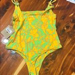 Aloé Aloé Yellow and Green Floral Swimsuit Size XL Photo 1