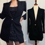 ZARA  Women Elegant Black Gold Button Long Shoulder Pads Lapel Collar Blazer M Photo 1