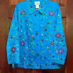 Quacker Factory  Beaded and Embroidered Jacket Blue Size Small Photo 0