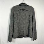 Pendleton  Gray Wool Lambswool Black Piping Trim Rose Pattern Button Front Jacket Photo 2