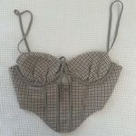 Princess Polly  Plaid Corset Top Brown Bustier Crop Photo 0