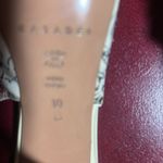 Casadei  Cream Floral Embroidered sequined slingback adjustable  Heels patent 10 Photo 4