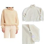 Levi's Aura Sherpa Sweatshirt Top Cream Almond Milk Pink Logo Women’s Small Photo 1