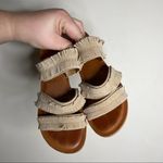 Lucky Brand Lucky Brand Beige Fringe Triple Strap Sandals Women's 7M Slip-On Casual Summer Photo 1
