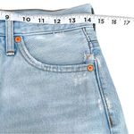 Madewell Light Wash Blue Relaxed Denim Short w Multi Button Fly + Raw Frayed Hem Photo 2