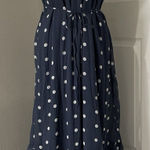 Old Navy  Occasion Waist‑Defined Chiffon Maxi Dress Navy Polka Dots Size Small Photo 0