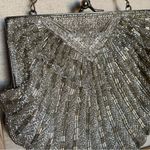 Anthropologie Vintage Gaston silver-tone beaded clam shell evening mini bag Photo 1