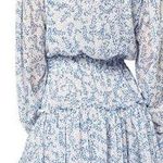 MISA Los Angeles Lorena Dress White and Blue Floral Print Tiered Swing XS XSmall Photo 1