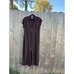 SHERRY TAYLOR Brown Ramie Rayon belt Slit Zip Hooded Dress Size‎ Large Fall Size 14 Photo 2