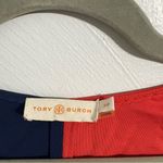 Tory Burch Walden Colorblock Asymmetrical Dress Blue Orange Stretch | Small Photo 4