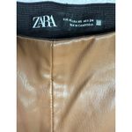 ZARA  Faux Leather Hi Elastic Waist Skinny Ankle Crop Pants Raw Hem XS Brown Photo 6