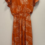 Sienna Sky  Orange Floral Midi Dress with pockets Photo 0
