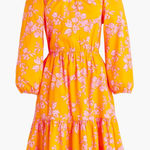 J. Crew Factory Scoop Neck Orange with Pink Floral Dress Size 8 Photo 0