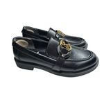 Sam & Libby  Black Loafers Gold Accent 8 faux leather preppy work casual slip on Photo 2