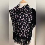 Tory Burch NWT Stamped Floral Fringed Silk Square Scarf/Wrap Photo 2