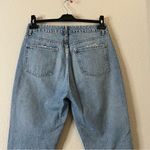 ZARA  High Rise Distressed Straight Cropped Jeans Size 8 Light Wash Photo 5