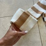 Striped Black and Tan Knit Dress Sz Medium White Photo 2