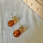 Amber Drop Gold Screwback Earrings “Amberina” Chunky Neutral Statement Jewelry Brown Photo 4