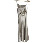 Bec & Bridge  Claudia Champagne Satin Cut Out Straight Neck Midi Dress Size 4 Photo 9