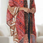 Entro Kimono Shawl Cover Up Tassel Wide Sleeves Sz Med Boho Women's Open Type Photo 0