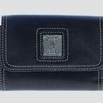 Tignanello Wallet Women's Trifold Organizer Clutch Blue Pebbled Genuine Leather Photo 0