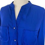 Ny Collection  blue crepe blouse women’s oversize small loose fit button up top Photo 1