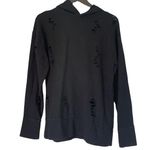 Topshop Nibbled Distressed Longline Black Hoodie 2 Photo 0