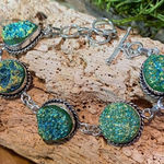 Handmade Titanium Druzy Teal Green Sterling Silver Toggle Bracelet Photo 0