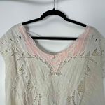 Free People Womens Castaway Boho Eyelet V-Neck Short Sleeve Blouse XS Photo 4