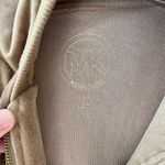 Michael Kors Sz M Tan Velour Full Zip Hoodie Jacket Sweater Pockets Photo 3