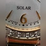 Seiko Solar Swarovski Crystals Ladies Watch Pearl Dial Two-Tone Bracelet Date Photo 6