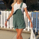 Princess Polly kacy corduroy overalls in green Photo 0