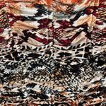 Chico's 2/L Brown Black Blouse Jacket Abstract Animal Zip Ruched 3/4 Sleeve Bold Photo 4